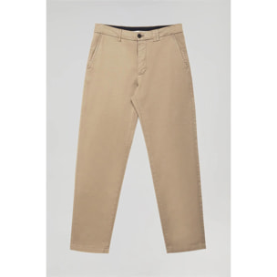 Pantaloni chino beige regular fit con dettagli Polo Club