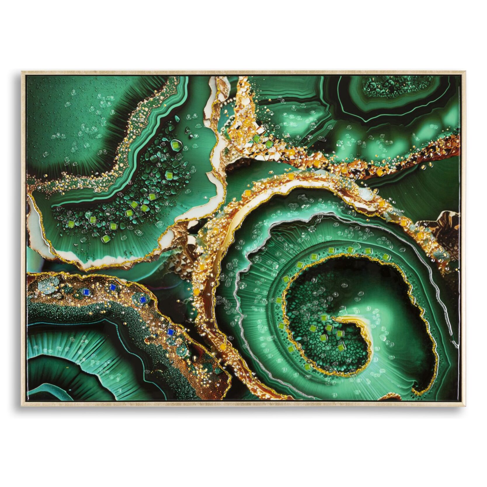 DIPINTO SU TELA LACCATO SMERALDY -A- C/CORNICE CM 82X4X62