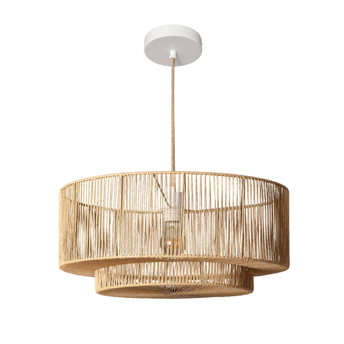 Suspension luminaire effet rotin Coline naturel Ø 50cm