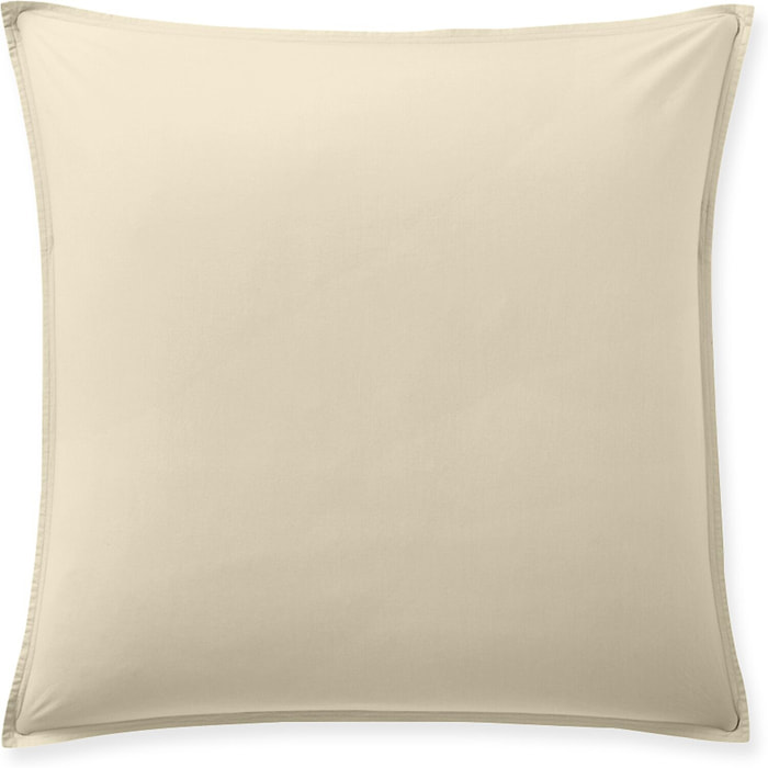 Paire de taies d'oreiller avec volant 100% percale de coton lavé écru