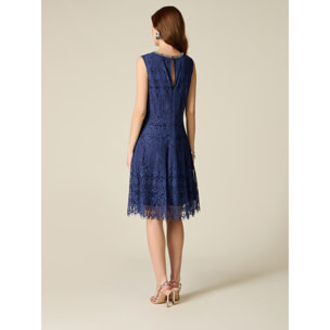 Oltre - Vestido de encaje con detalle joya - Azul