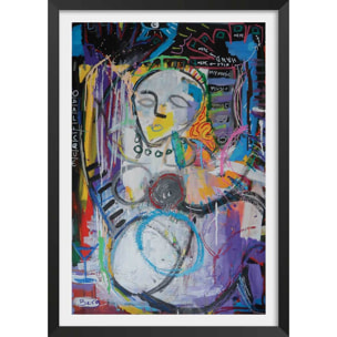 Affiche abstraite odalisque Affiche + cadre en bois - Noir