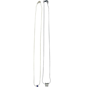 Pareja de collares White-Black con cristal de Sw en plata 925 10µ
