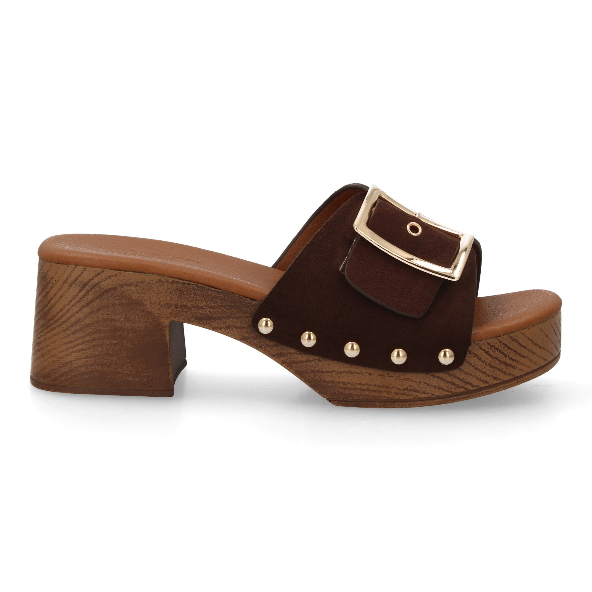 Sandalia tacon tipo zueco mujer