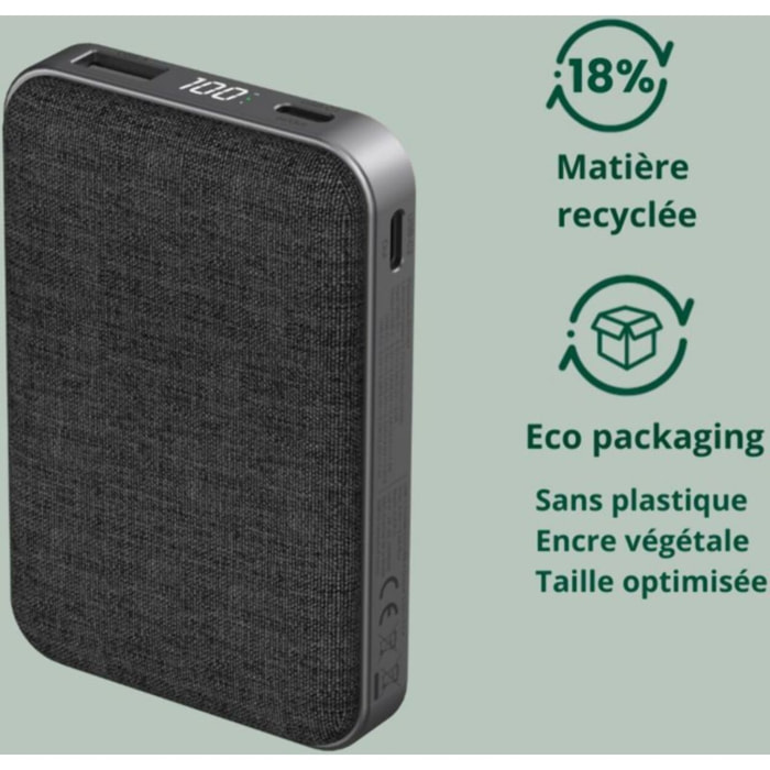Batterie externe ADEQWAT 10 000 mAh Power Delivery noir