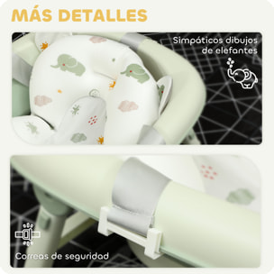 Bañera Plegable Bebé, Bañera Portátil con Cojín de Baño, Soporte con Botón, Orificio de Drenaje y de Ducha, Repisa, Gancho, para Recién Nacidos y Bebé hasta 3 Años, Verde