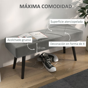 Taburete Pie de Cama Multifuncional Banco Pie de Cama Moderno Banco Dormitorio con Pies de Acero y Asiento Acolchado Carga 120 kg para Entrada Pasillo 100x36x45 cm Gris