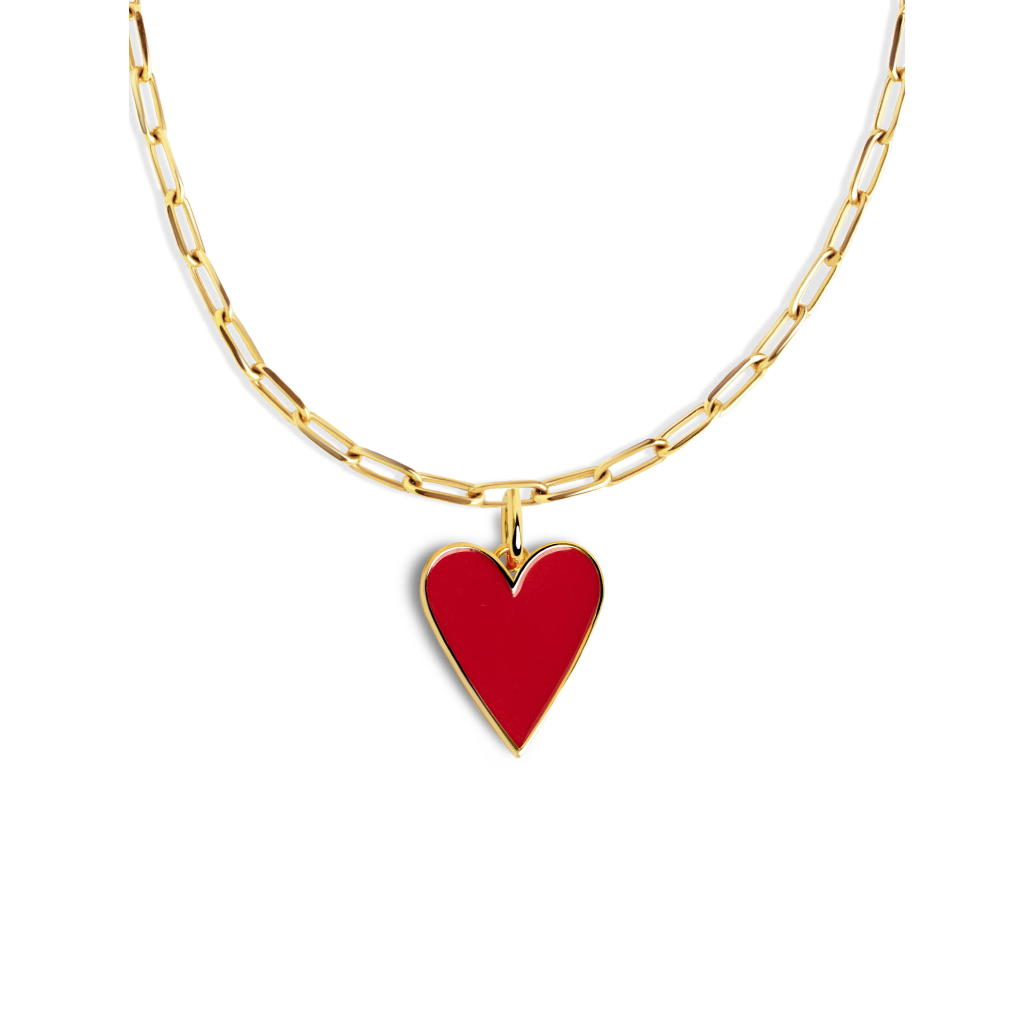 Collar Lovely Heart Red Enamel Baño Oro