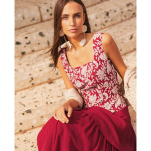 Vestido midi de tirantes con lino