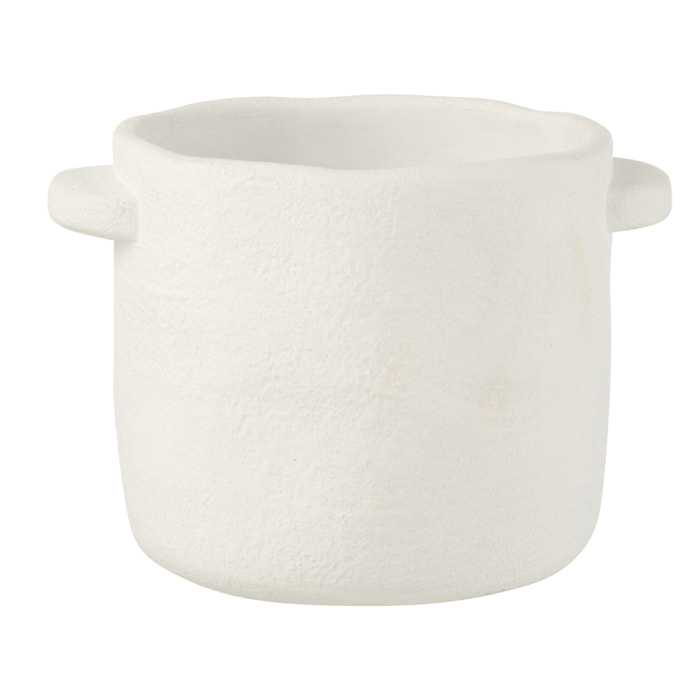 J-Line cache-pot Gustave - ciment - blanc - large -Ø 20 cm