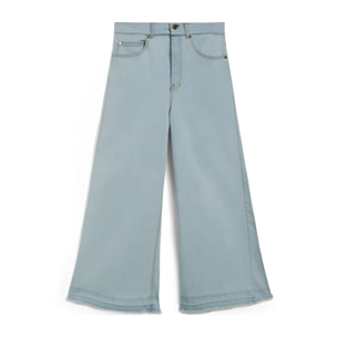 Jeans culotte lunghezza cropped fondo taglio a vivo