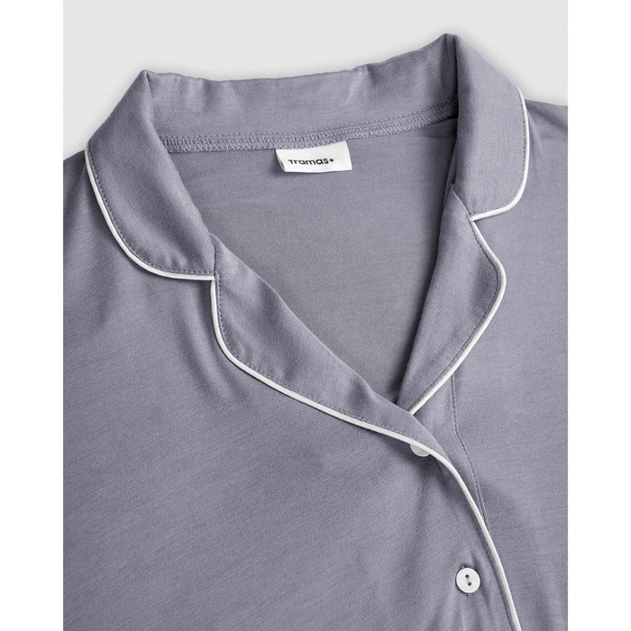 Camisón manga larga viscosa punto vivo Azul Indigo