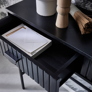 Console décor bois rainuré 2 tiroirs BAZALT