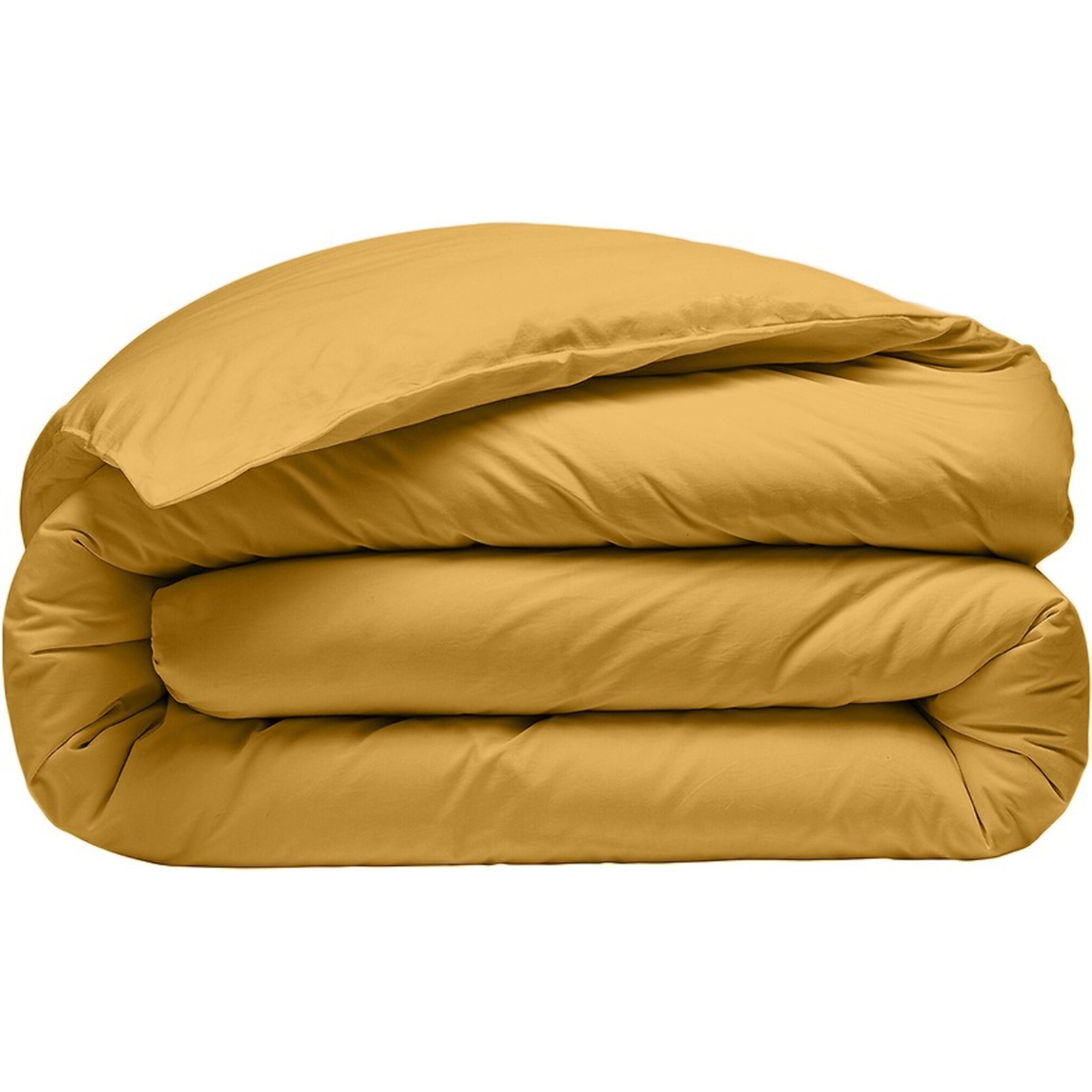 Housse de couette percale de coton jaune moutarde