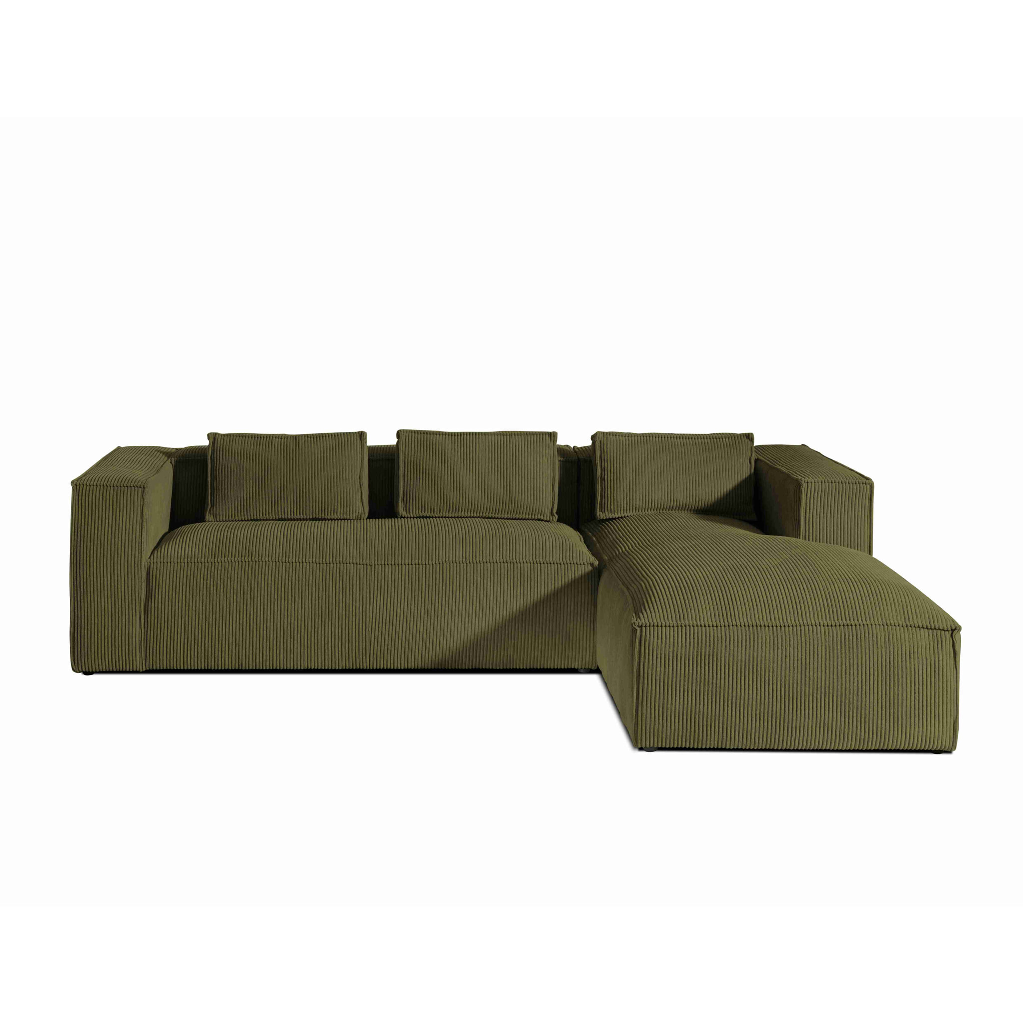 Stella - canapé d'angle droit en velours côtelé - 4 places -style contemporain - Vert