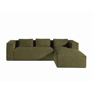 Stella - canapé d'angle droit en velours côtelé - 4 places -style contemporain - Vert