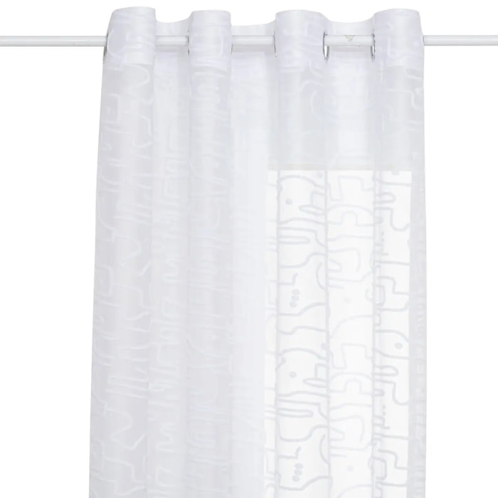 Voilage motif fleurs "Lazi" blanc 140x240cm