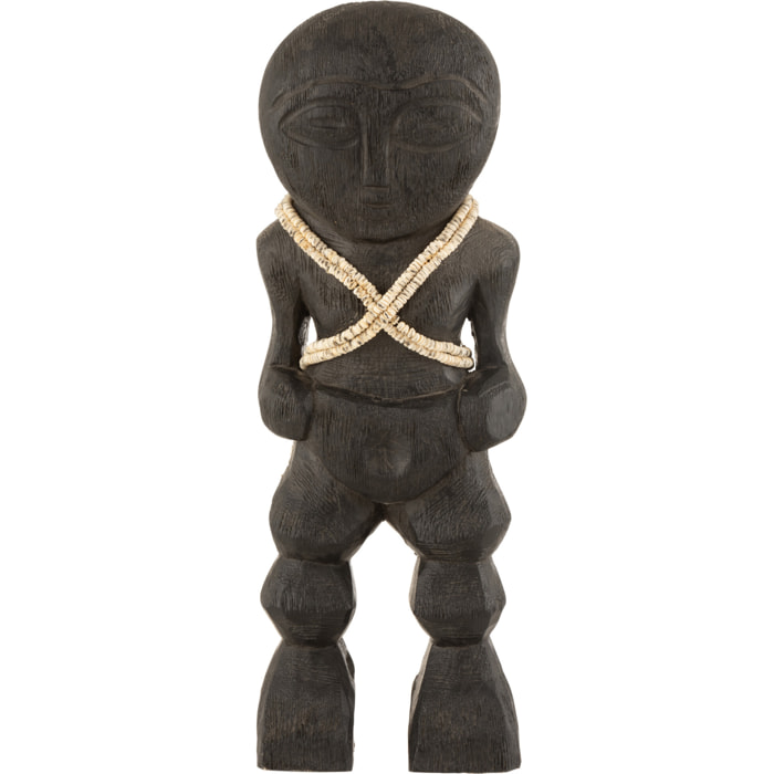 J-Line décoration Personnage Takwimu - bois - noir - small