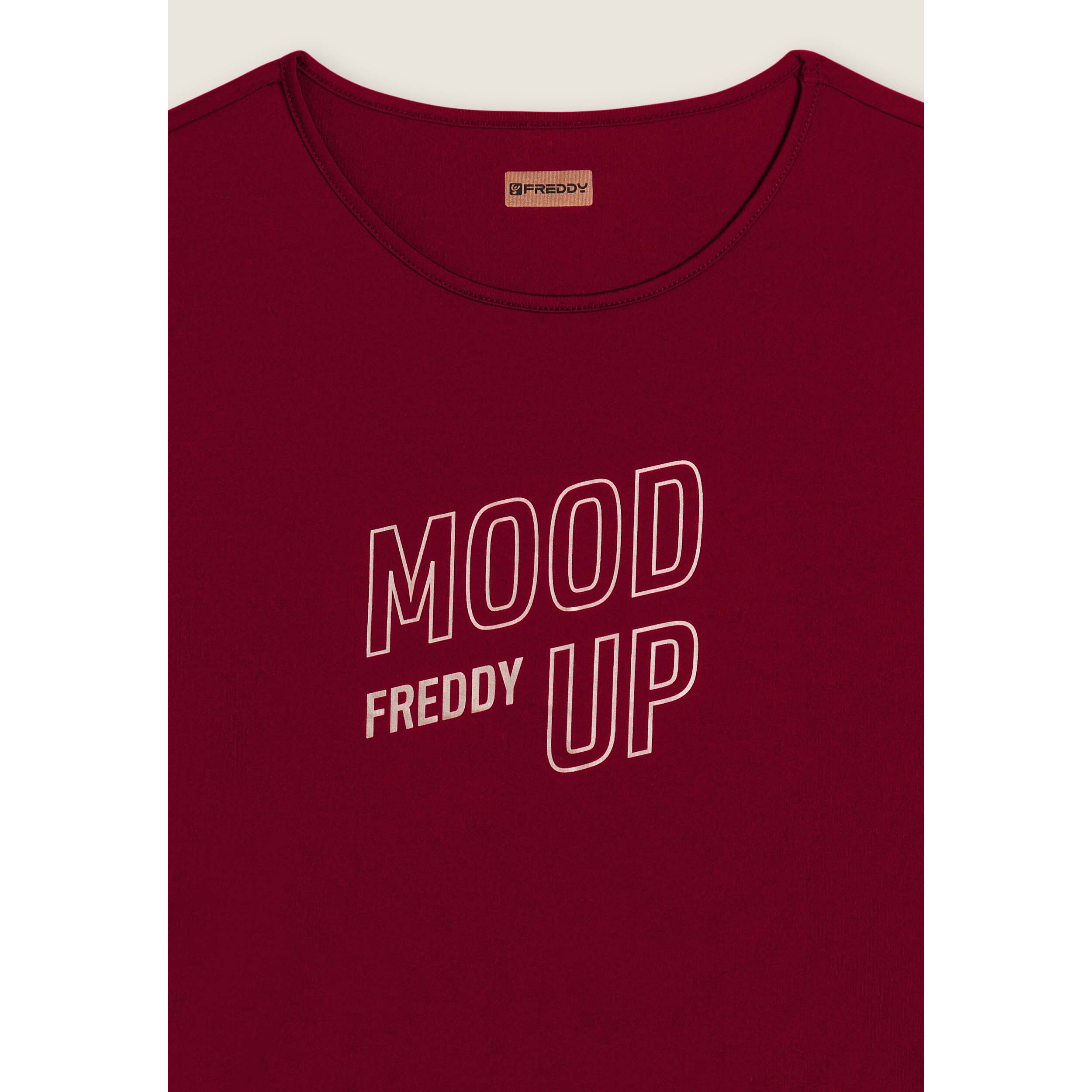 T-shirt cropped con maniche ampie e stampa Mood Up
