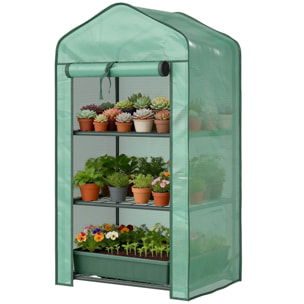 Serre de jardin balcon 3 niveaux métal thermolaqué vert PE vert