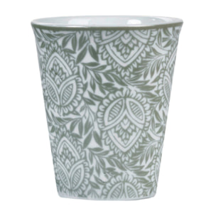 6 tasses à café 9 cl en porcelaine grise et motifs floraux - CAMILLE