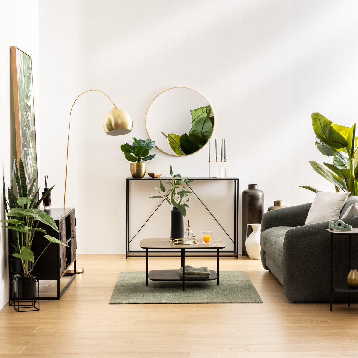 Table basse 1 étagère "Hodia" noir 75x75x38cm