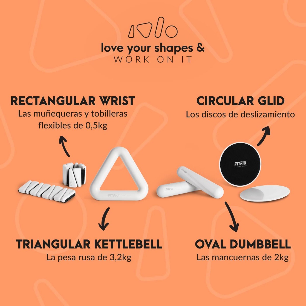 Mancuernas de 2kg para entrenamientos fitness FITFIU by Patry Jordan