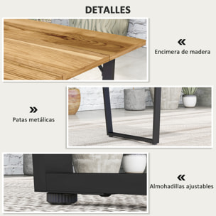 Mesa Comedor de Jardín de Madera Rectangular Mesa de Terraza Exterior 175x80x75 cm con Orificio para Sombrilla Estructura de Acero y Encimera de Listones para Patio Balcón Natural