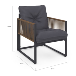 Salon de jardin Ozéa 2 places gris et cordage