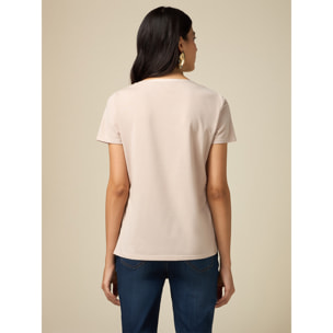 Oltre - T-shirt bimaterica - Beige