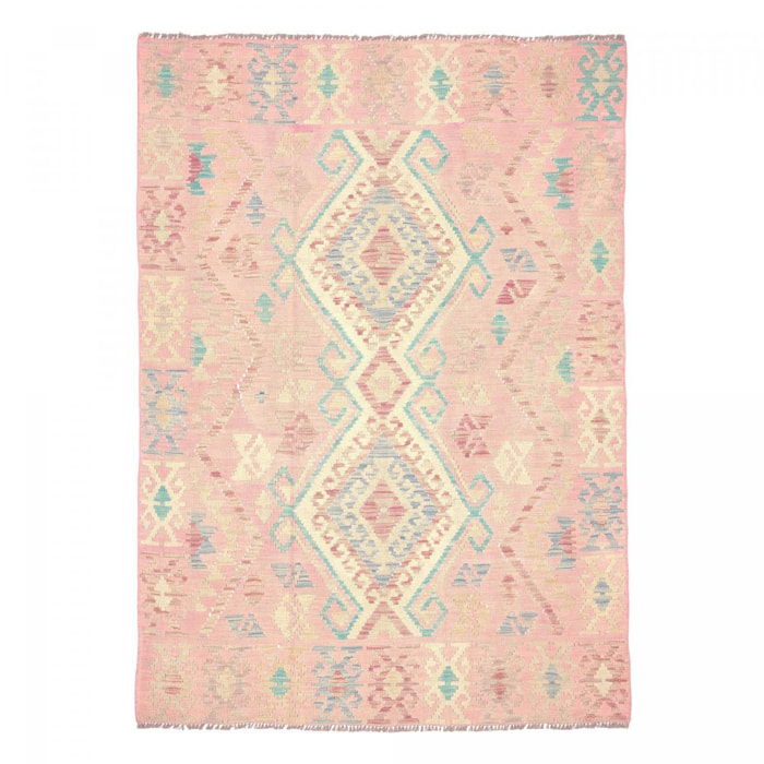 Tapis kilim géométrique, tissé plat authentique, ZAPILUD