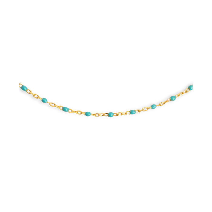 Collana Dots Turquoise Enamel Argento Placcato Oro