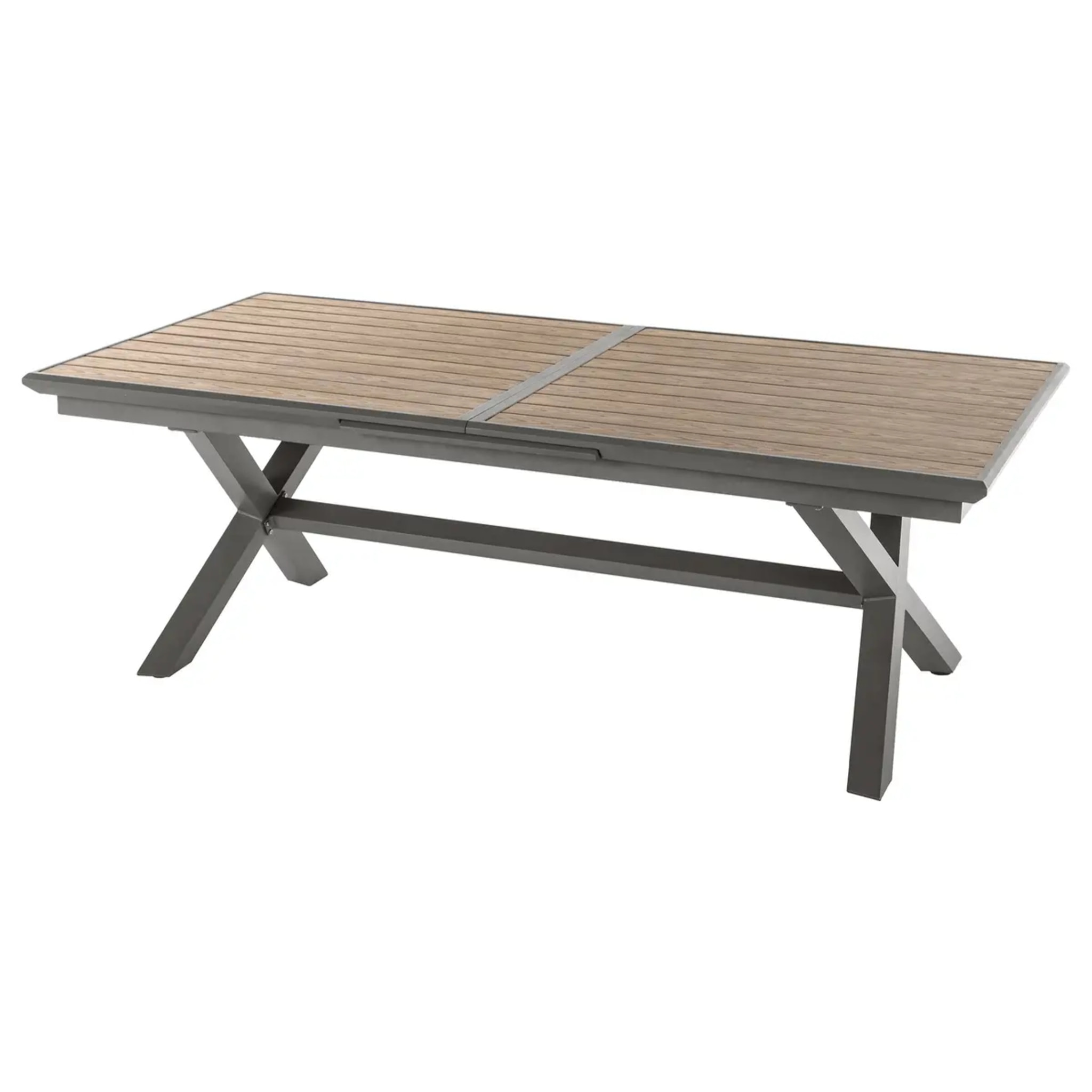 Table de jardin extensible "Axiome" effet bois honey & praline 10 places en aluminium traité époxy