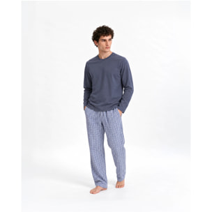 Pijama largo algodón cuadros saúl índigo
