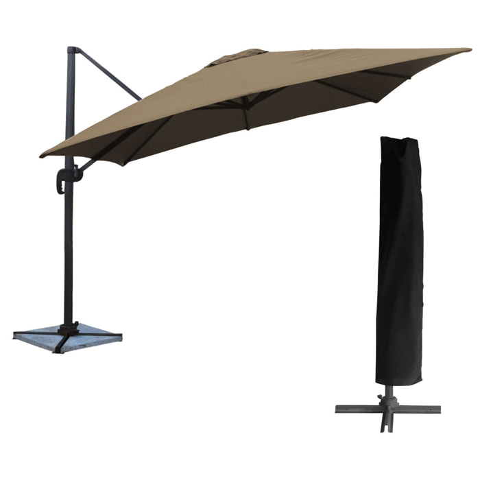 Parasol déporté MOLOKAI carré avec housse -