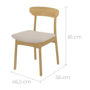 Lot de 2 chaises en tissu beige et bois clair - Lana
