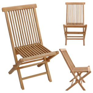 Salon de jardin en teck JAVA - table rectangulaire et chaises pliantes - 8 places