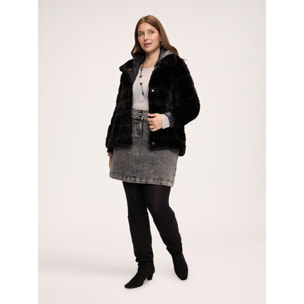 Fiorella Rubino - Giacca peluches con davantino - Nero