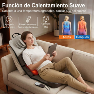 Colchón de Masaje Cuerpo Completo con Calefacción, Masajeador de Espalda Plegable con Compresión de Aire 3D, 4 Modos, 3 Intensidades, Apagado Automático, Regalo para Hombres y Mujeres