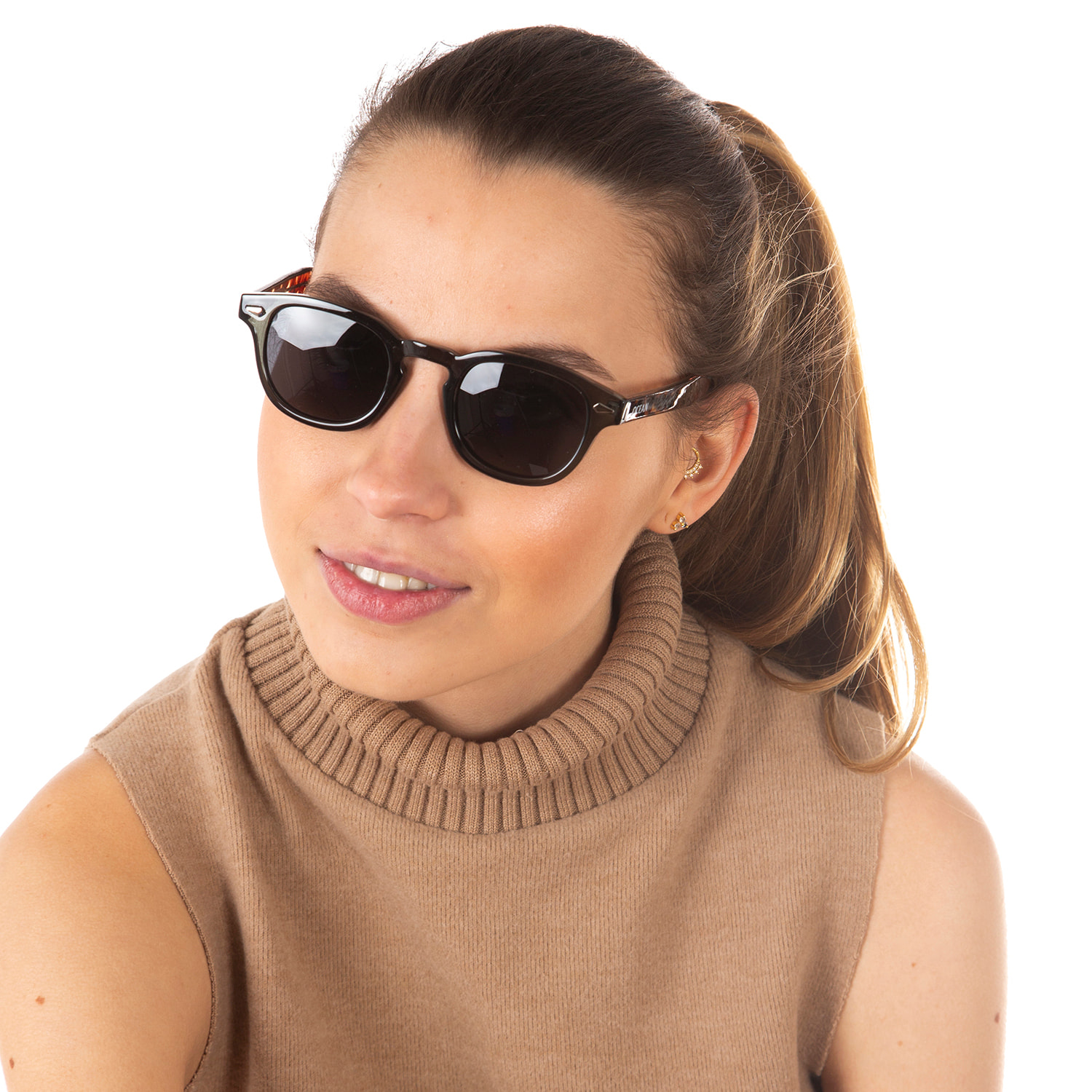 Gafas de sol OCEAN HAMPTON - Azul oscuro / Gris transparente con patillas en carey y lente ahumada