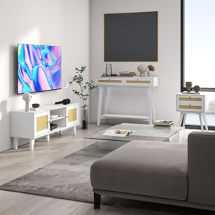 Conjunto para el Hogar Incluye 1 Mueble de TV para Televisores de hasta 55 Pulgadas 1 Mesa Consola y 1 Mesita de Noche Estilo Bohemio Blanco