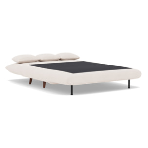 Lumi - Banquette convertible clic-clac 2 places en velours côtelé - Beige
