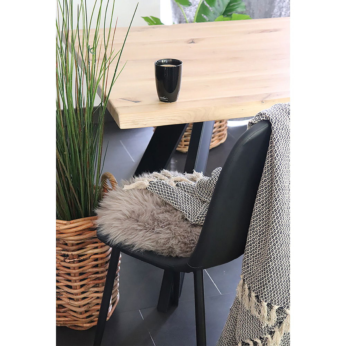 Cuscino per sedia in pelle di agnello tortora ø35 cm
