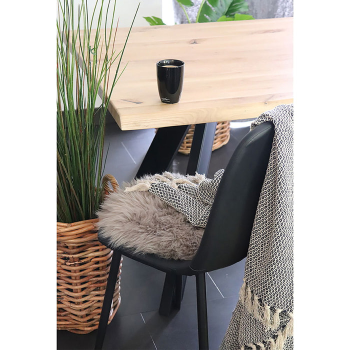 Cuscino per sedia in pelle di agnello tortora ø35 cm