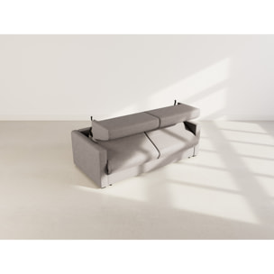 Julia - canapé lit 3 places convertible express couchage quotidien 140 cm matelas 14 cm en tissu - Gris