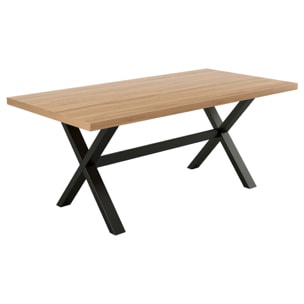 Woody - table à manger - chêne et hêtre massif - 180 cm - Bois / Noir