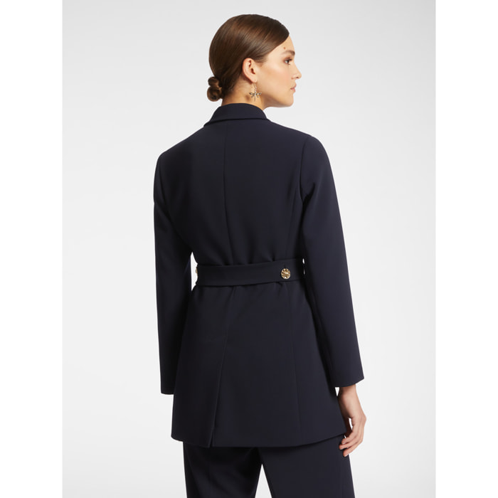 Elena Mirò - Chaqueta larga con fajín - Azul