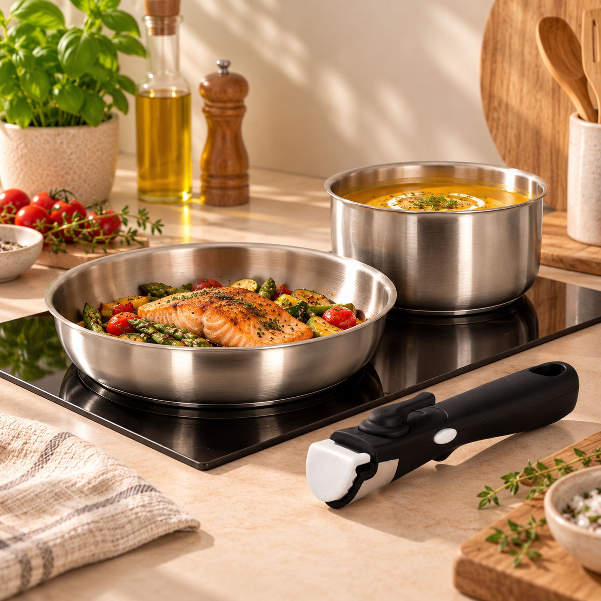Batterie de cuisine 4 pièces en acier inoxydable - tous feux IRIS