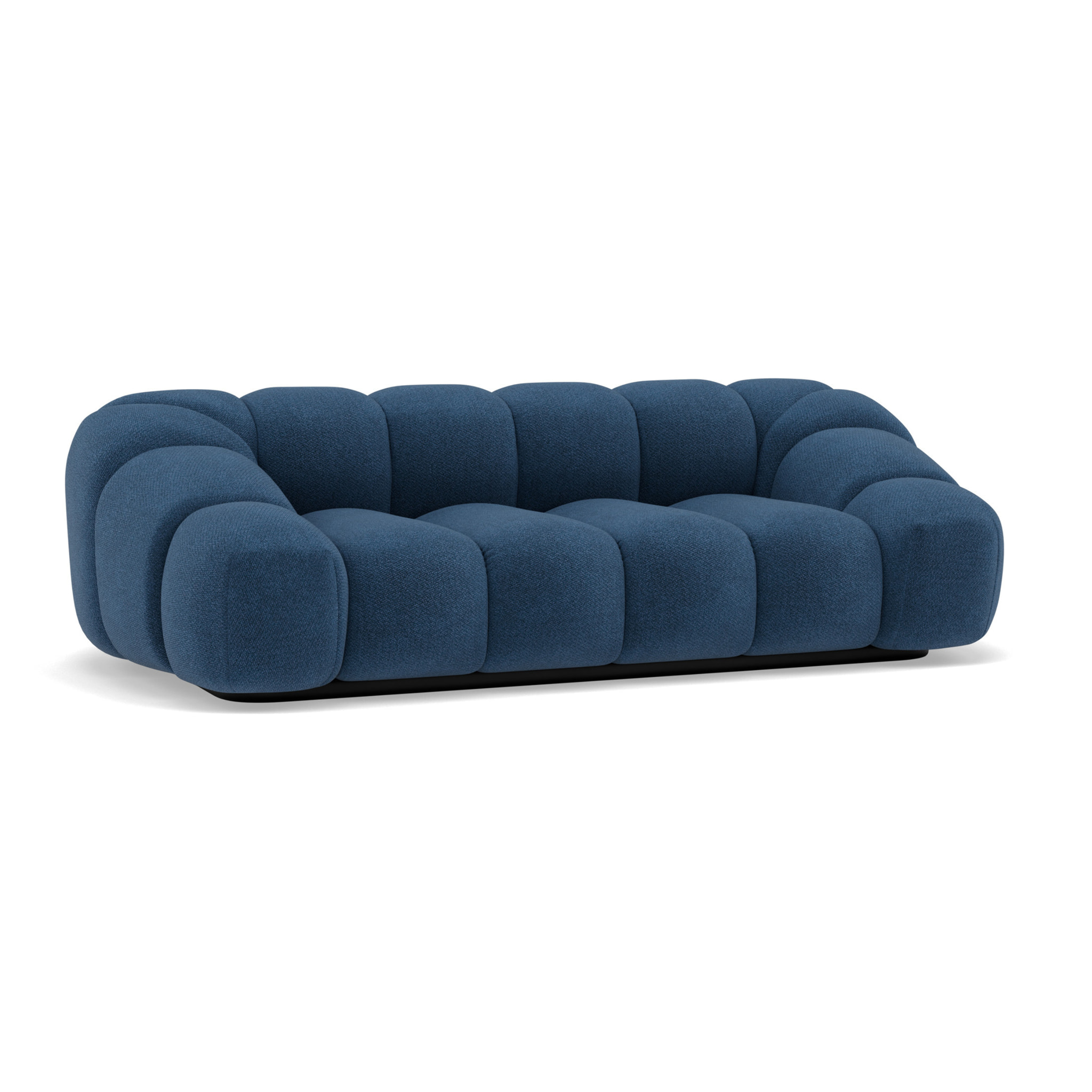Ava - canapé 3 places bubble en velours texturé - Bleu