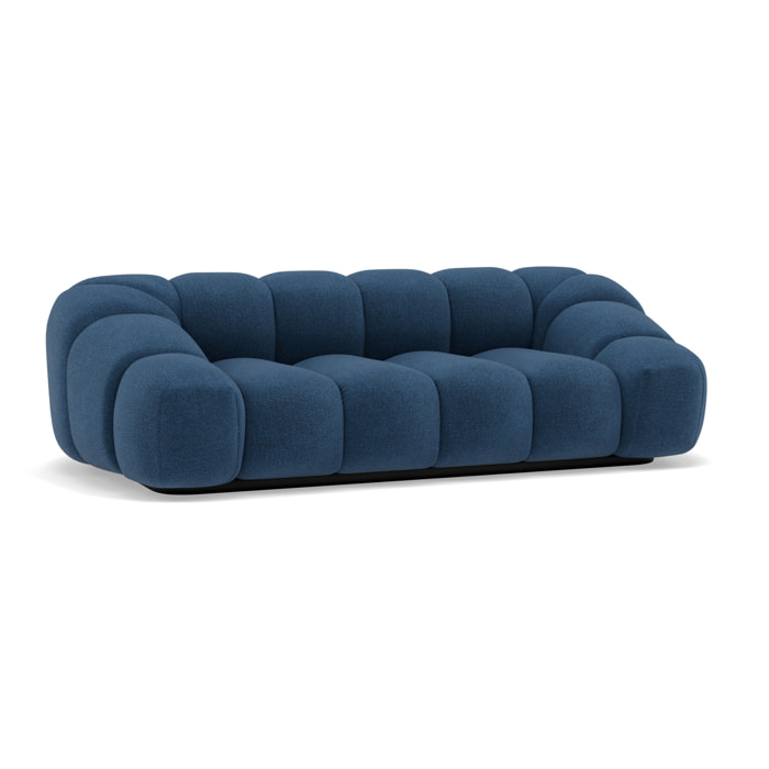 Ava - canapé 3 places bubble en velours texturé - Bleu